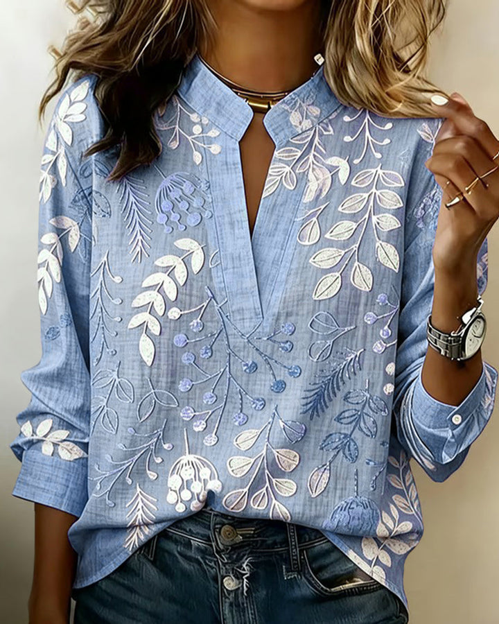 Floral V-Neck Blouse for Women | Lightweight Pastel Top