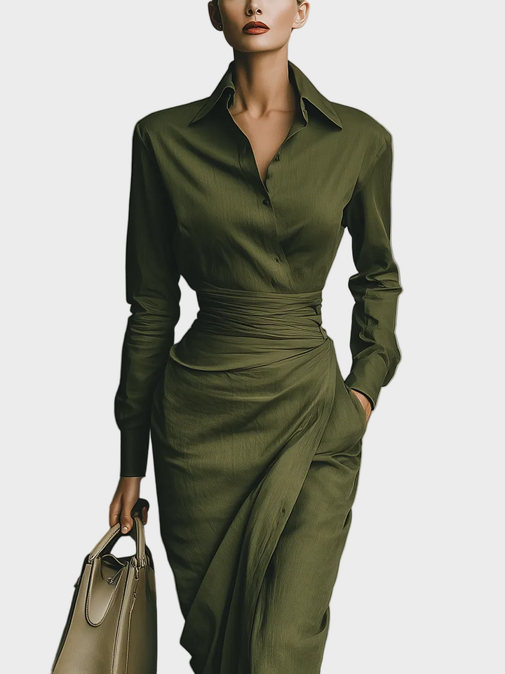 Gabby | Vestido maxi para mujer en mezcla de algodón color verde ejército MDA2281I8T