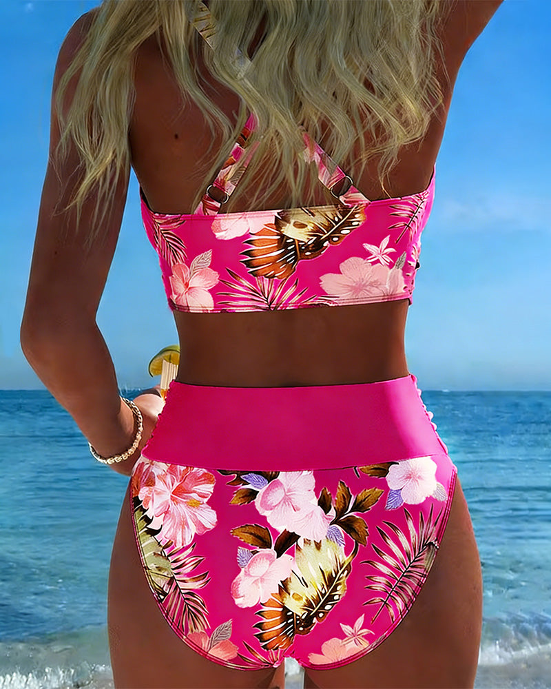 Jolina™ | Bikini a contrasto floreale con spacco