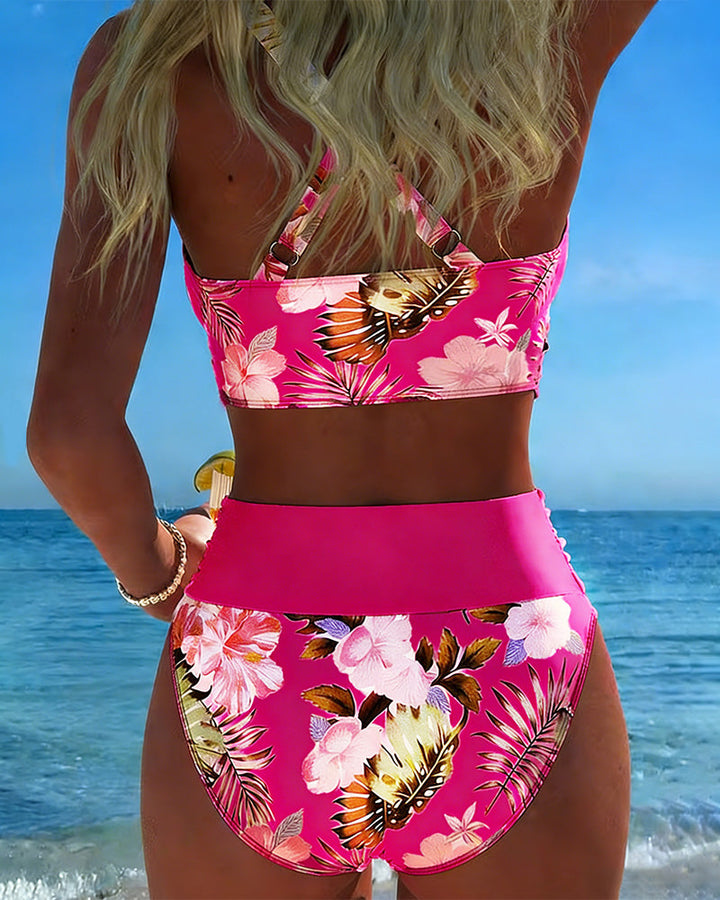 Jolina™ | Bikini a contrasto floreale con spacco