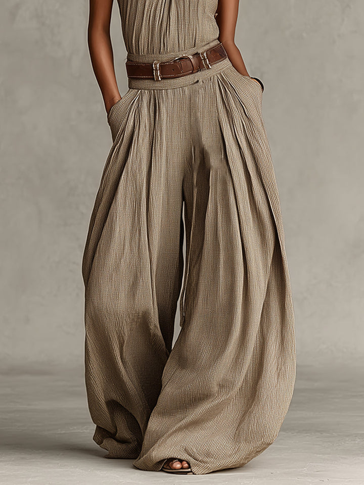 Mono de pierna ancha bohemio taupe con cuello halter (sin cinturón)