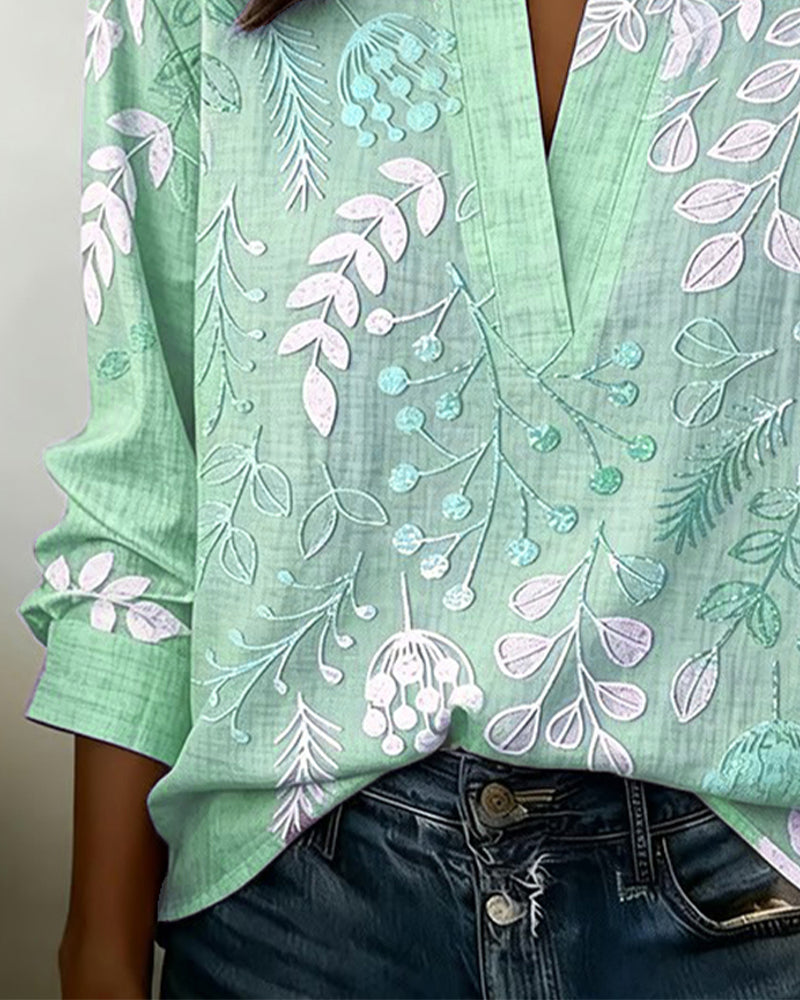 Floral V-Neck Blouse for Women | Lightweight Pastel Top