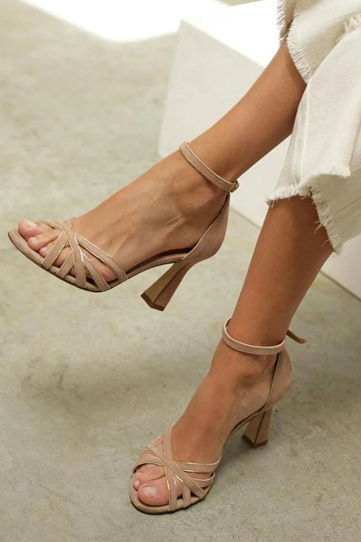 Heather| Sandalias de tacón medio con tiras