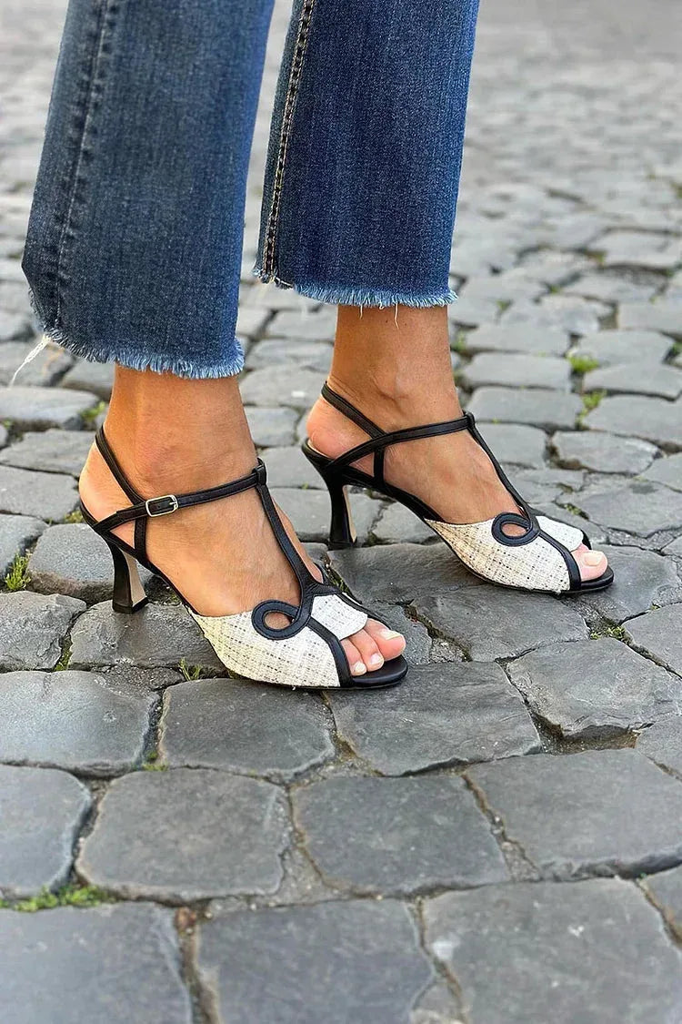Sandalias de estilo retro con tacón medio