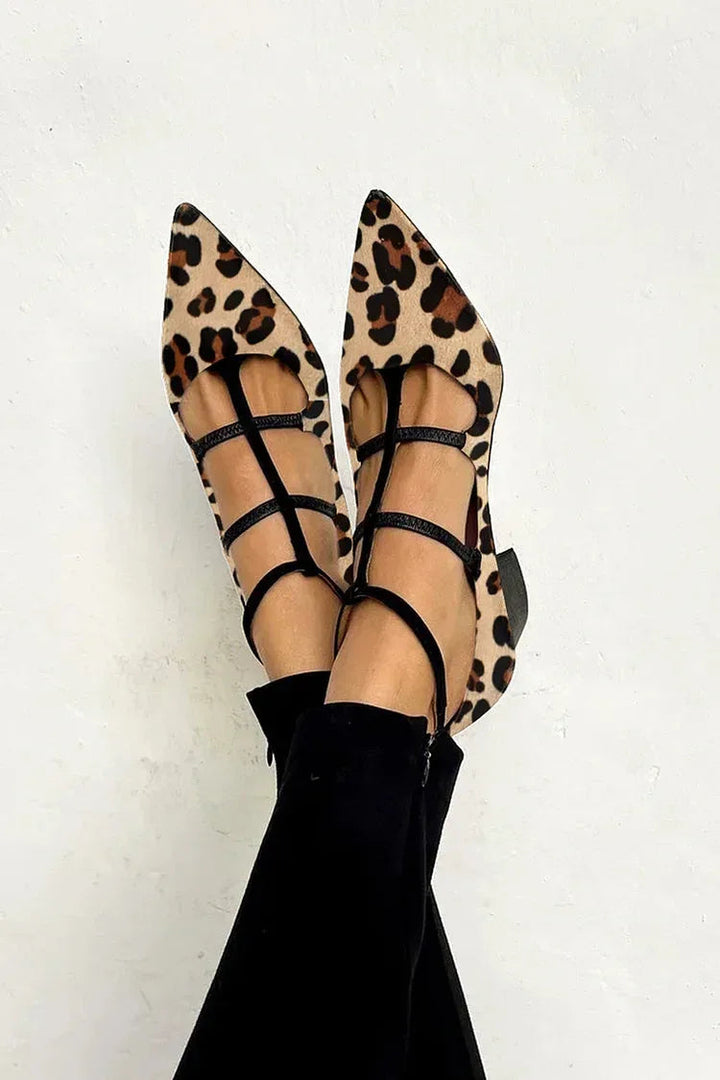 Bridget | Tacones de ballet con correa de leopardo