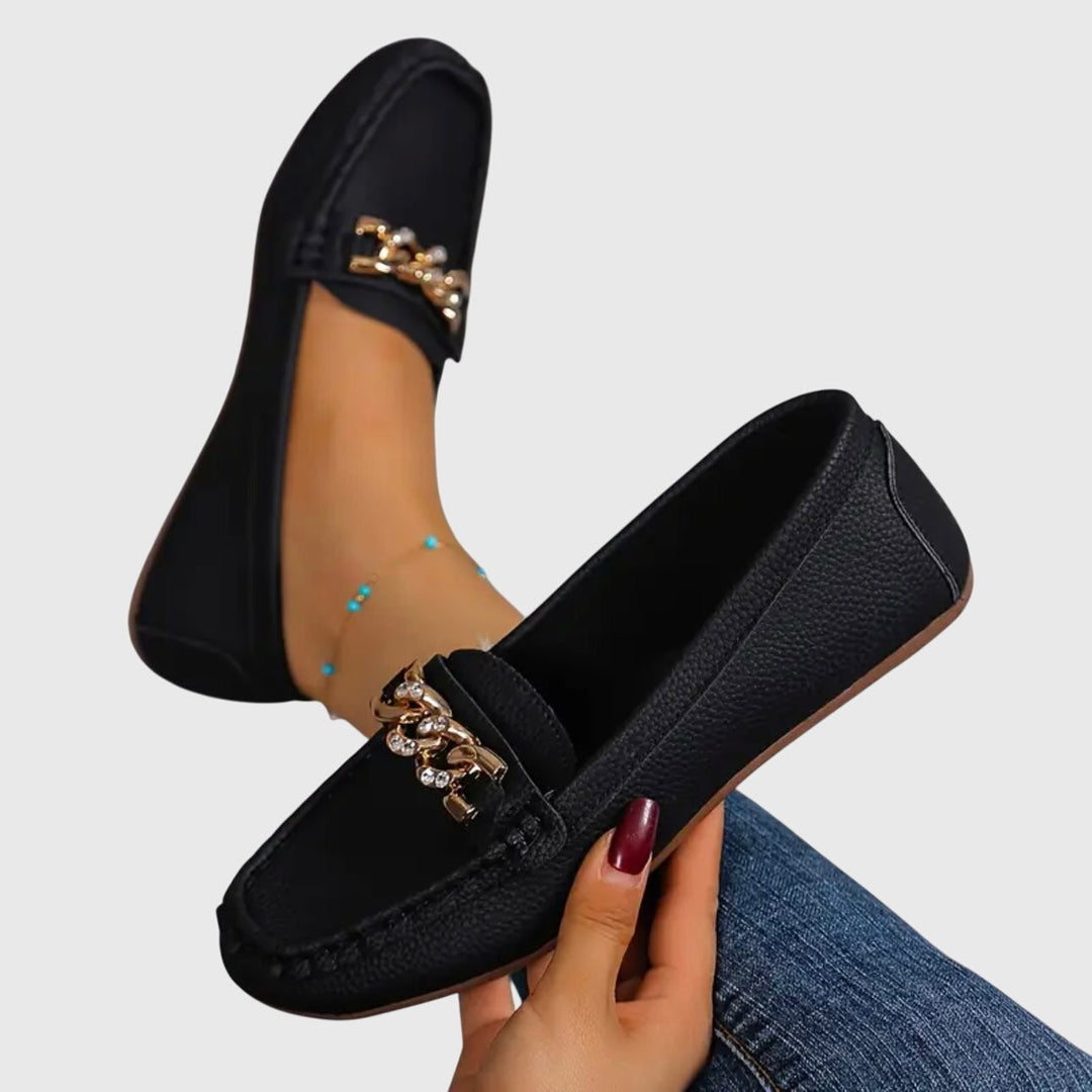 Harlow | Mocassini casual da donna senza lacci con dettaglio catena dorata