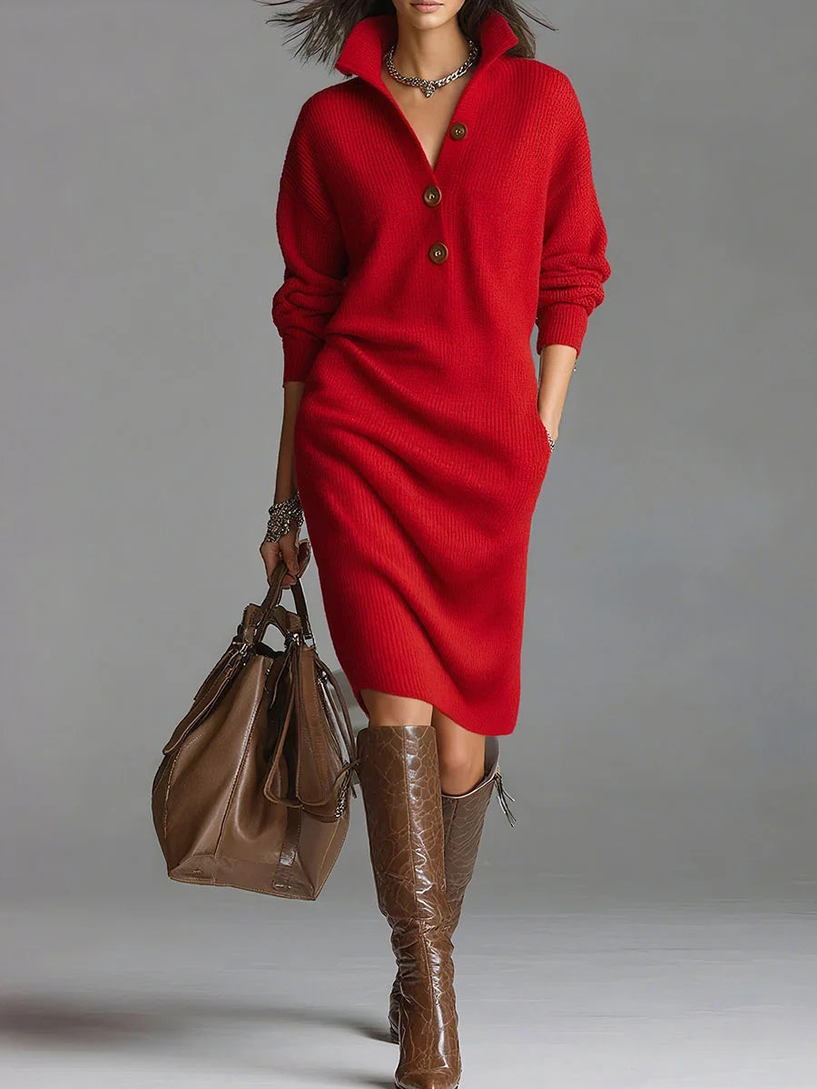 Norlyn | Schickes geripptes Midikleid