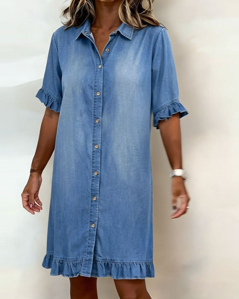 Belinda | Vestito in denim comodo con arricciature che valorizzano la figura
