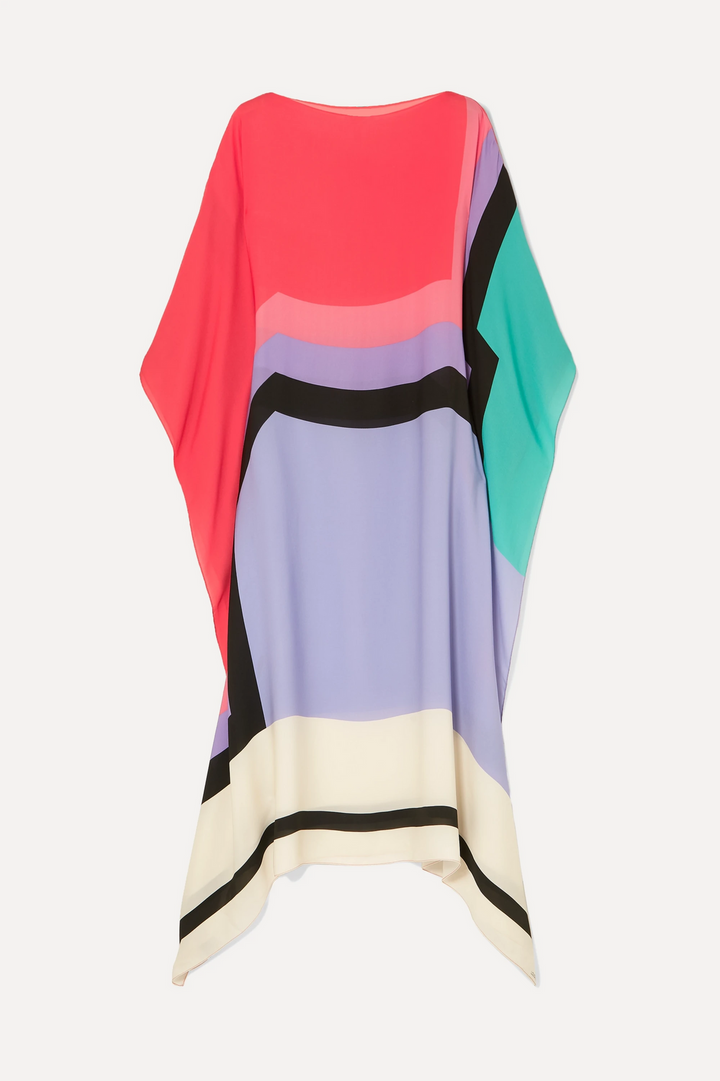 Aria | Vestido Caftán para Mujer con Estampado Geométrico y Mangas Murciélago, Vestido Largo