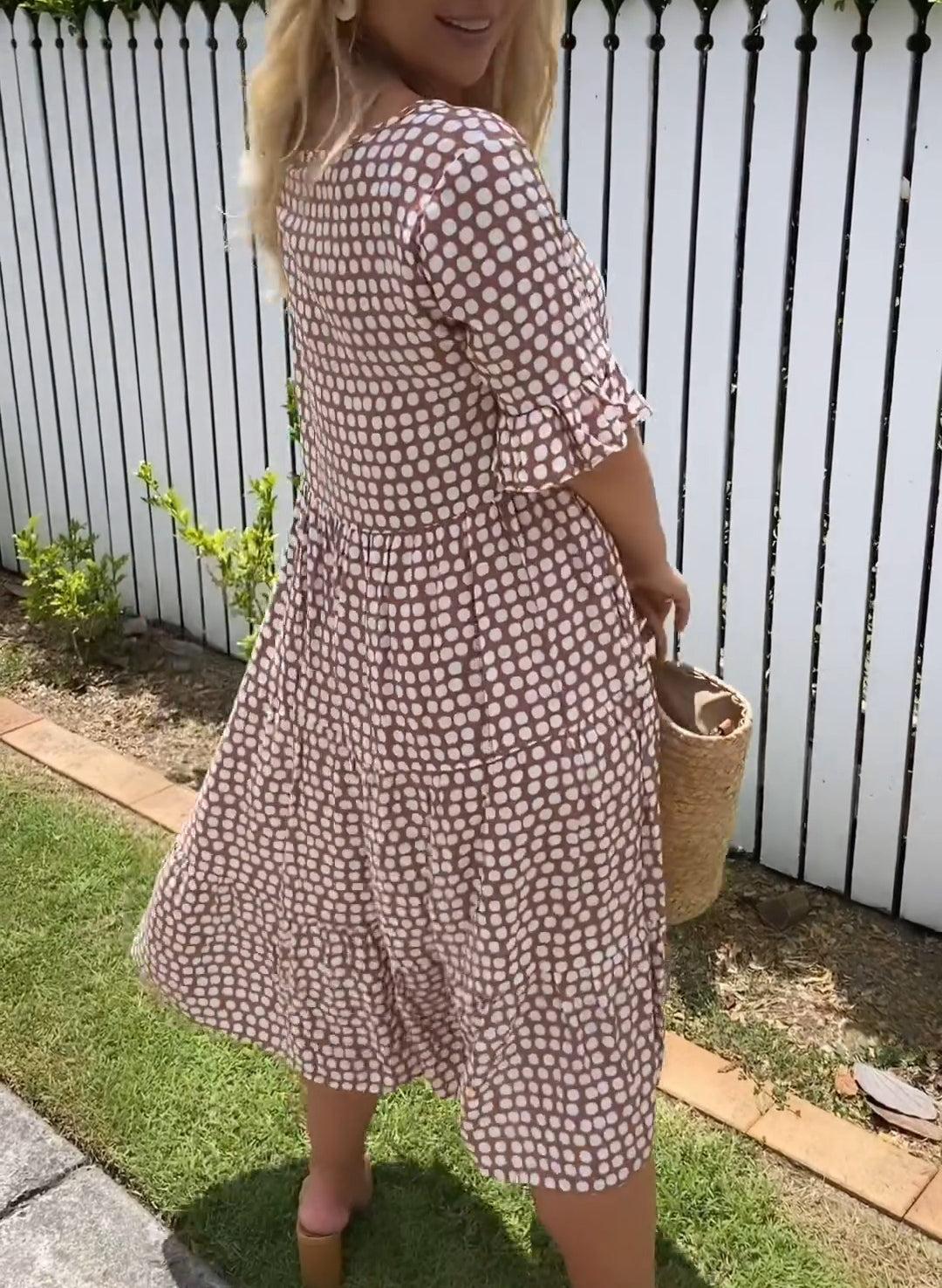 Zora | Vestido Midi de Manga Corta Sable