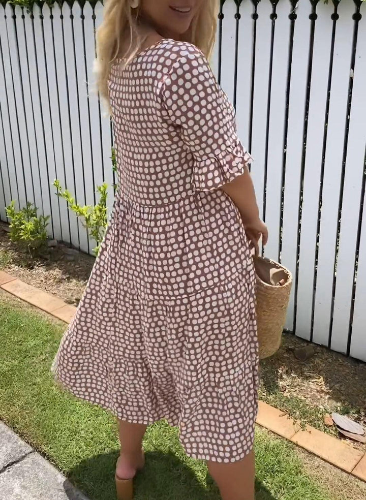 Zora | Vestido Midi de Manga Corta Sable