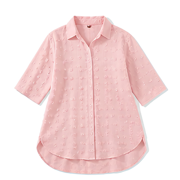 Swiss Dot Shirt Dress - Relaxed Chiffon Tunic for Women
