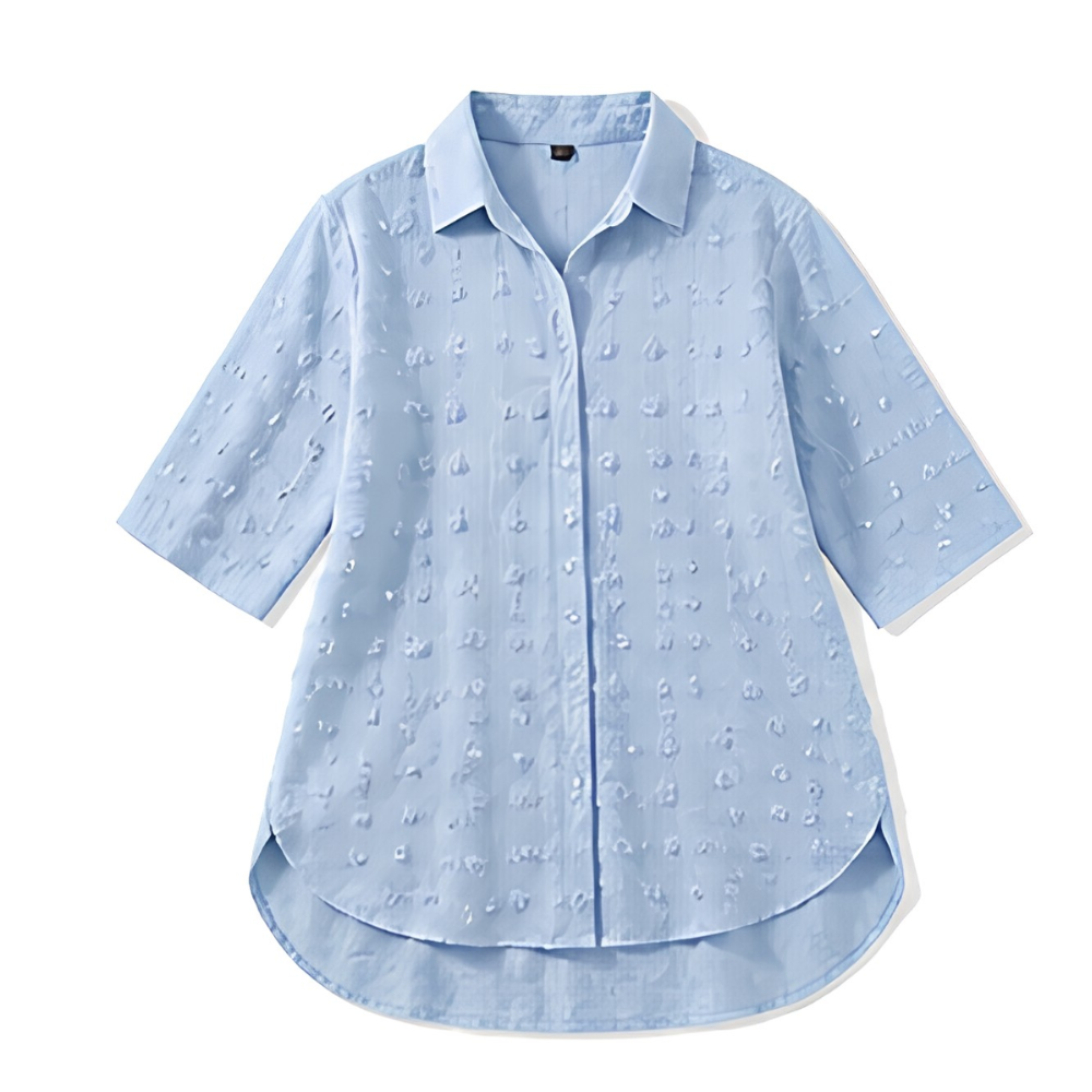 Swiss Dot Shirt Dress - Relaxed Chiffon Tunic for Women