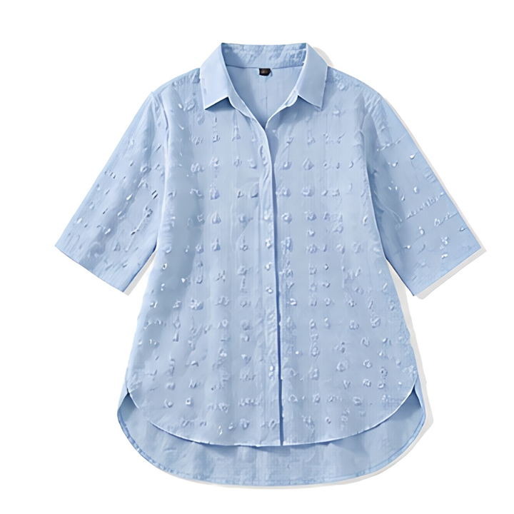 Swiss Dot Shirt Dress - Relaxed Chiffon Tunic for Women