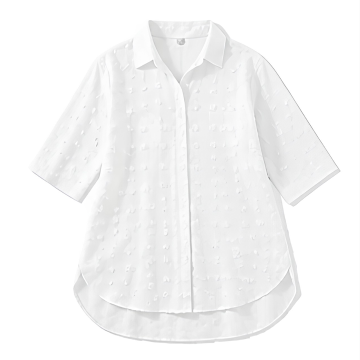 Swiss Dot Shirt Dress - Relaxed Chiffon Tunic for Women