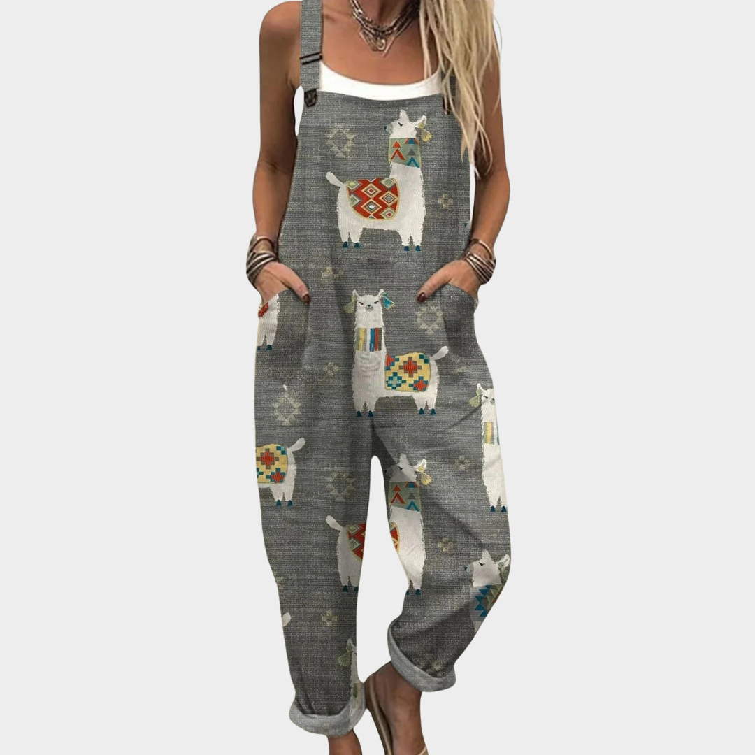 Women's Printed Overalls - Relaxed Fit Casual Jumpsuit