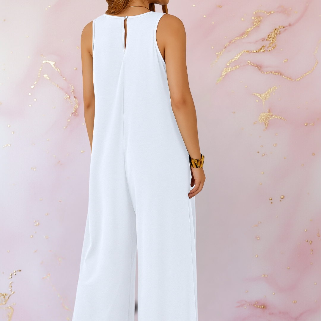 Onyx | Tuta da donna con scollo a V, senza maniche, pantaloni larghi e tasche