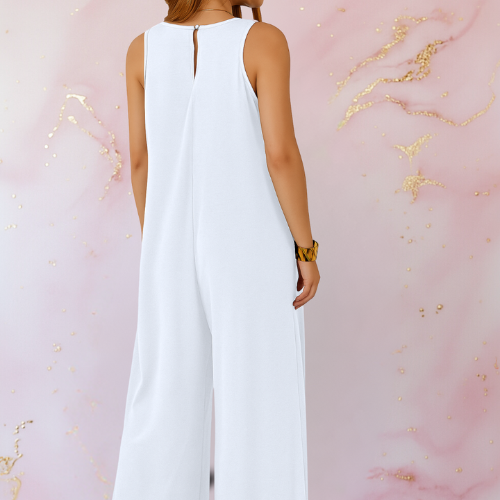 Onyx | Tuta da donna con scollo a V, senza maniche, pantaloni larghi e tasche