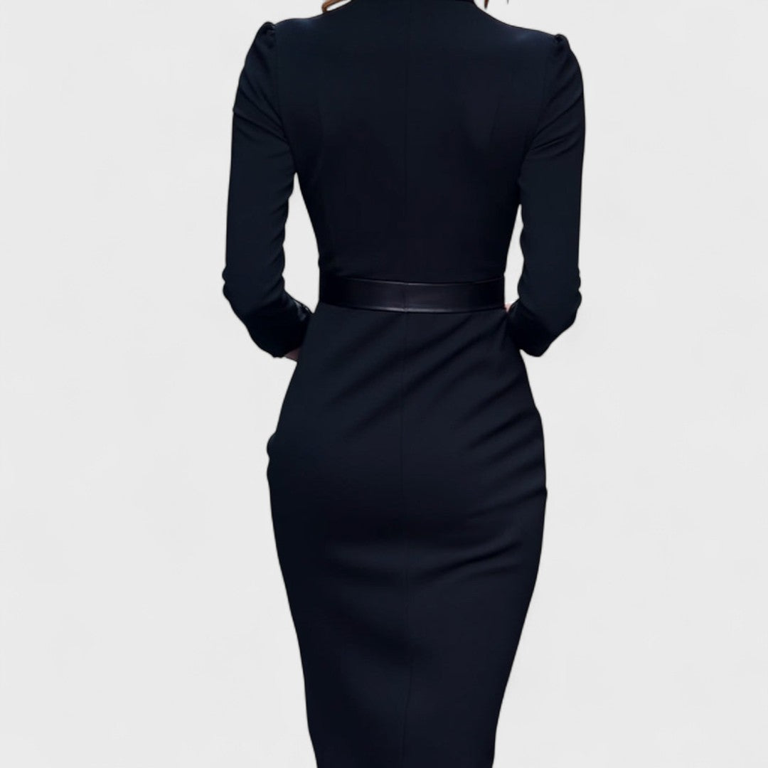 Lunori™ | Mandarin Luxe – Vestido Maxi con Cinturón