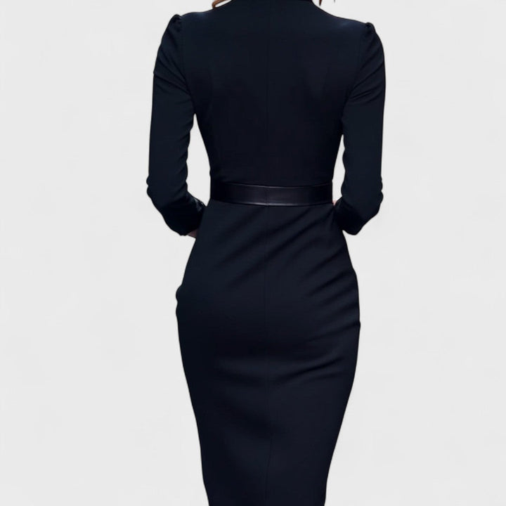 Lunori™ | Mandarin Luxe – Vestido Maxi con Cinturón