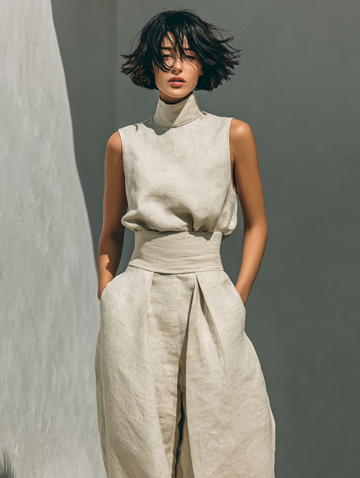 MOREAU LYON | Completo pantaloni larghi in cotone da donna
