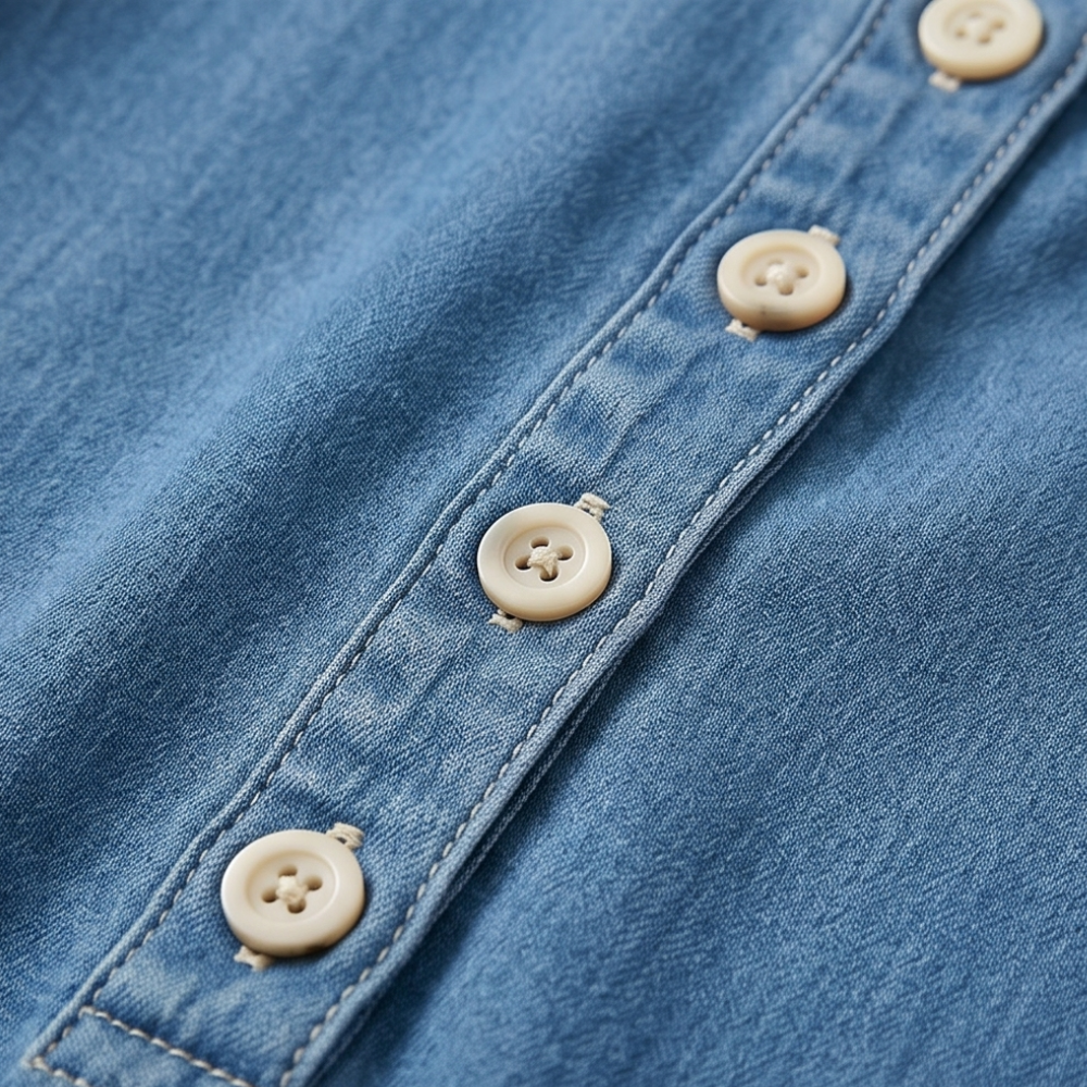 Denim Maxi Dress with Tiered Ruffle Hem and Pockets