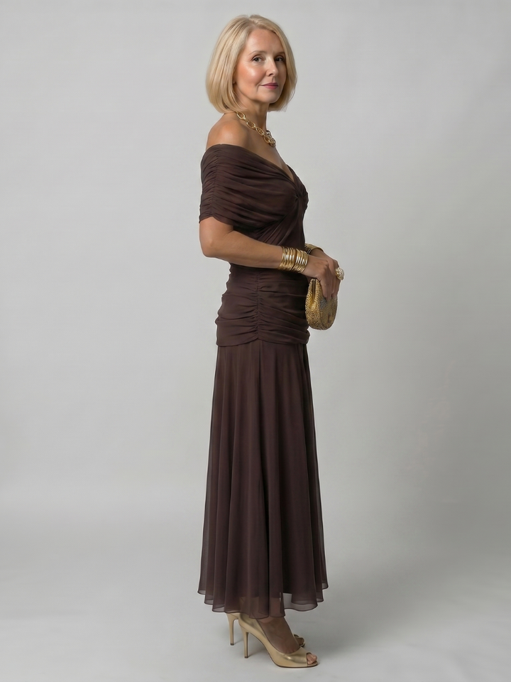 Calen | Vestito midi fluido con spalle scoperte