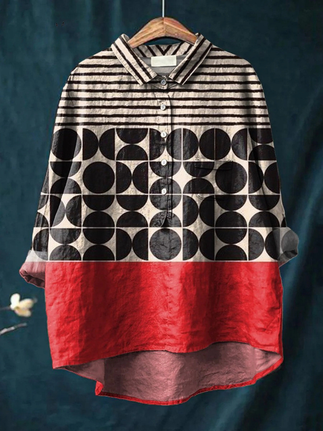 Camisa casual para mujer con estampado de patrón geométrico Artistry