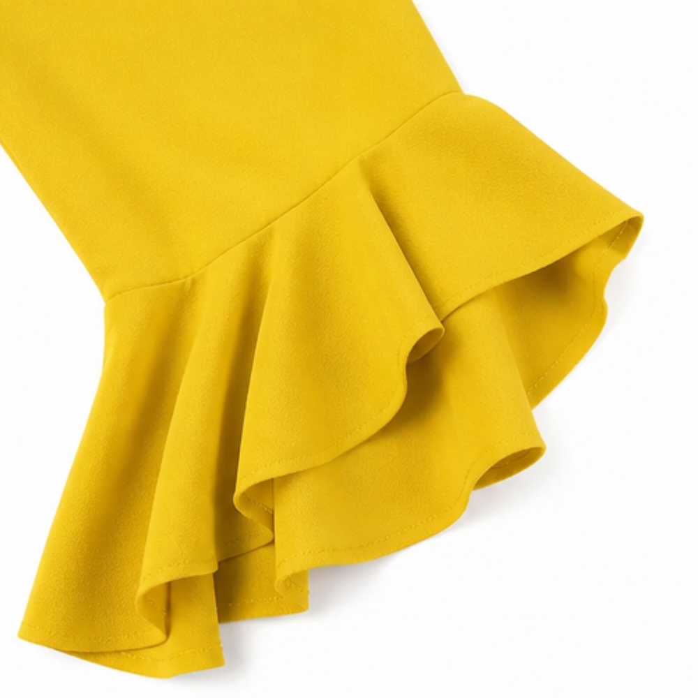 Bell Sleeve Mini Dress - Ruffle Detail Shift Dress for Women