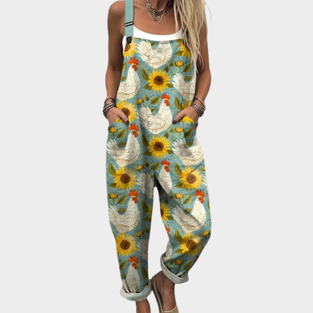 Women's Printed Overalls - Relaxed Fit Jumpsuit for Everyday Style