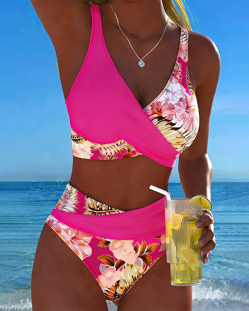 Jolina™ | Bikini a contrasto floreale con spacco