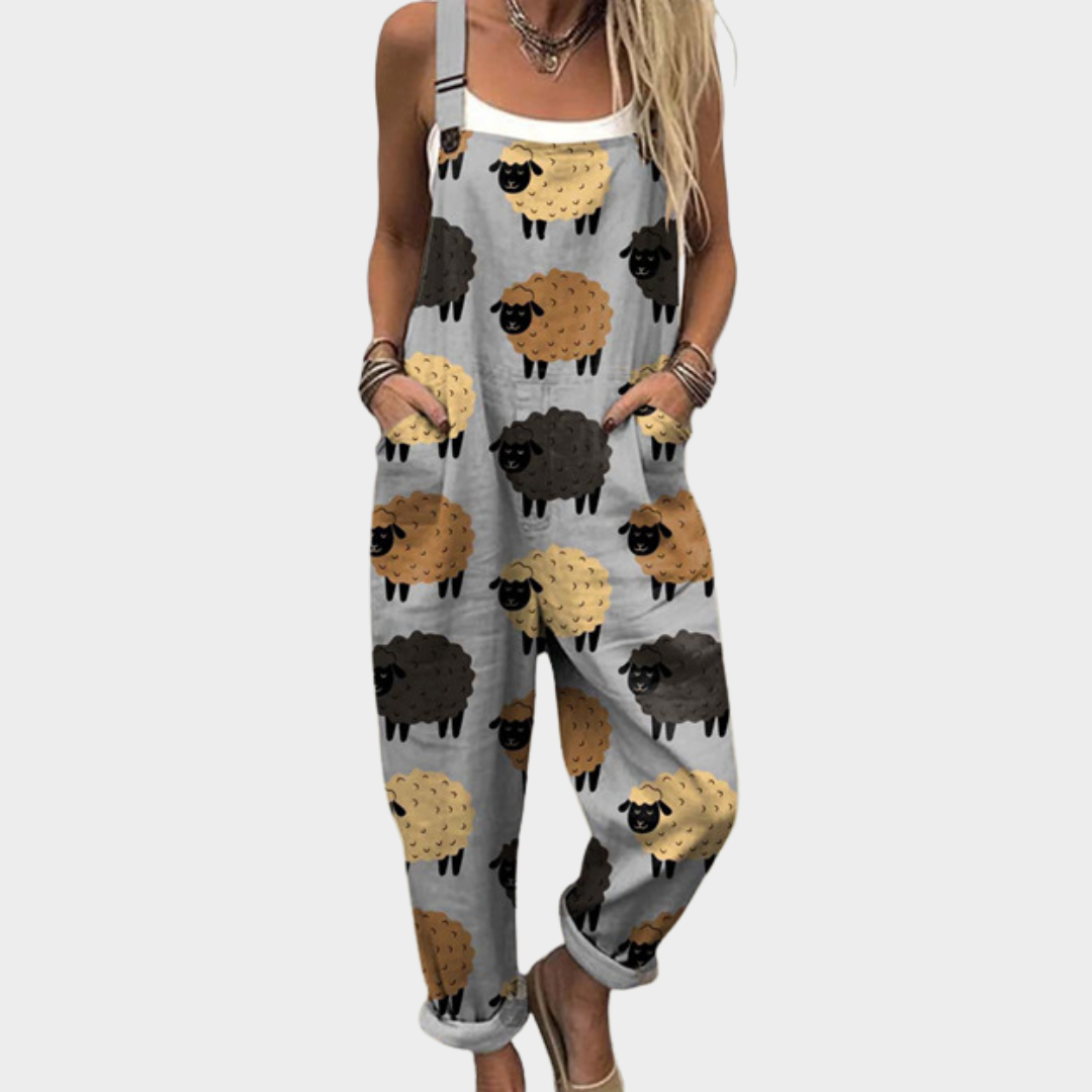 Women's Printed Overalls - Tapered Leg Jumpsuit