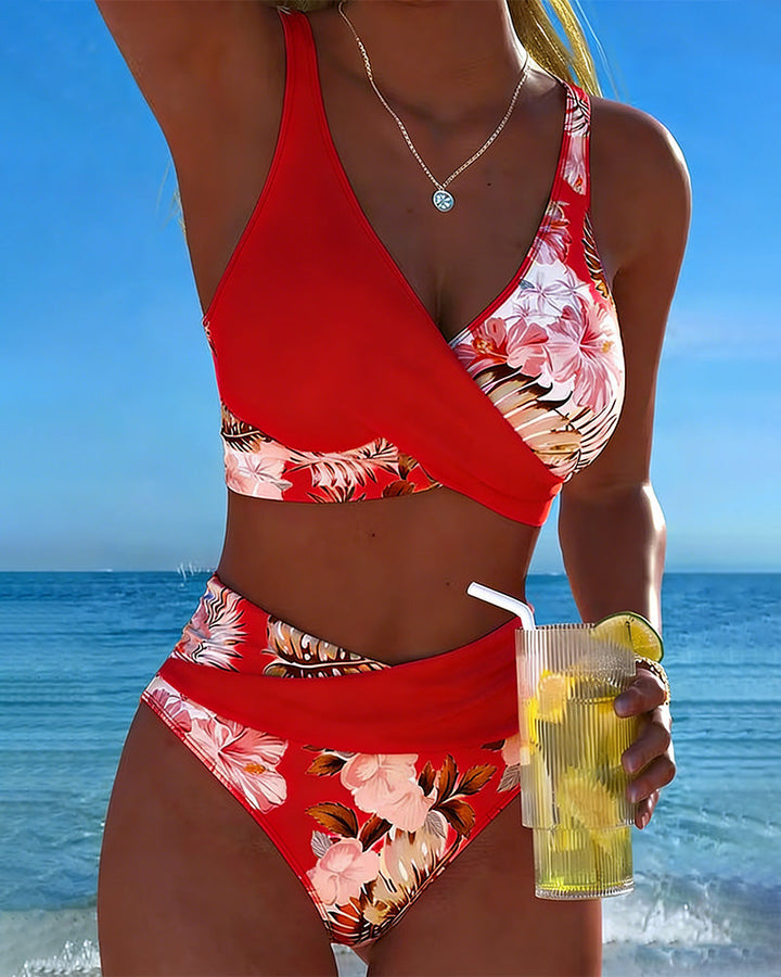 Jolina™ | Bikini a contrasto floreale con spacco