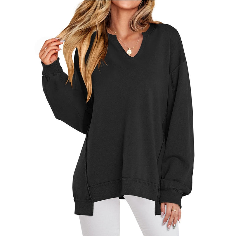Ember | Tunica felpa oversize da donna con scollo a V e maniche lunghe
