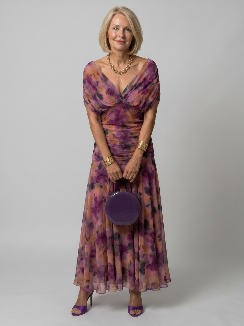 Calen | Vestito midi fluido con spalle scoperte