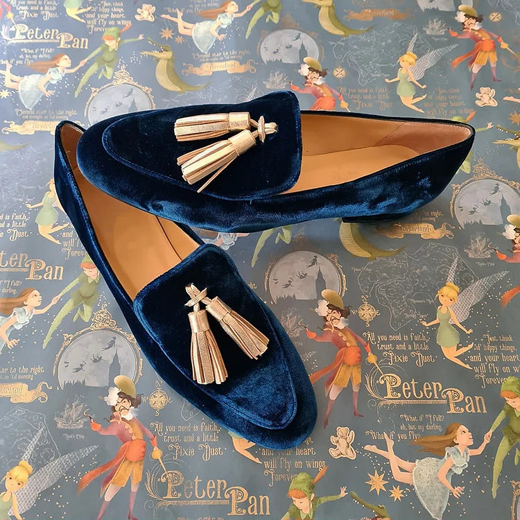 Hannah | Mocassins Élégance Nocturne avec Pompons Champagne