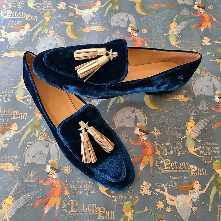 Hannah | Mocassins Élégance Nocturne avec Pompons Champagne