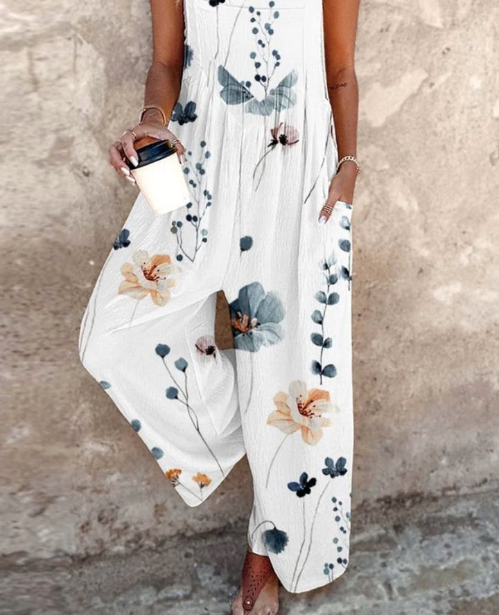 Daisy | Mono de mujer sin mangas con estampado floral, pierna ancha