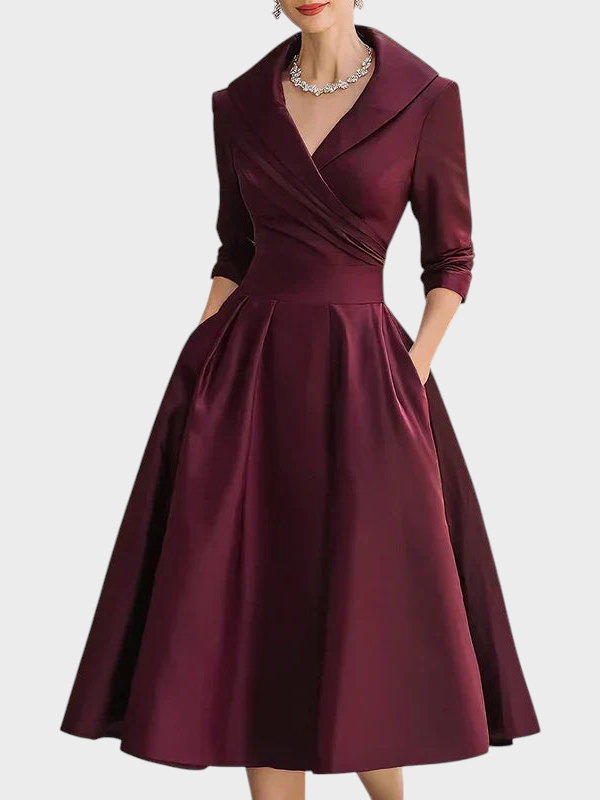 Gabriella | Elegant Midi Dress with Sophisticated Details and Practical Pockets