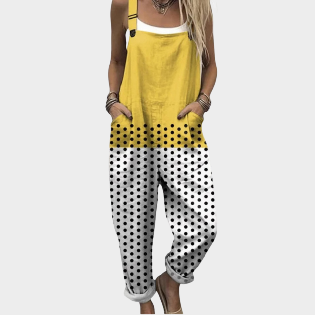 Women's Printed Overalls - Adjustable Fit Casual Jumpsuit