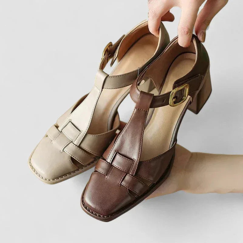 Elyxiana | Tacones ortopédicos de bloque con tira en T