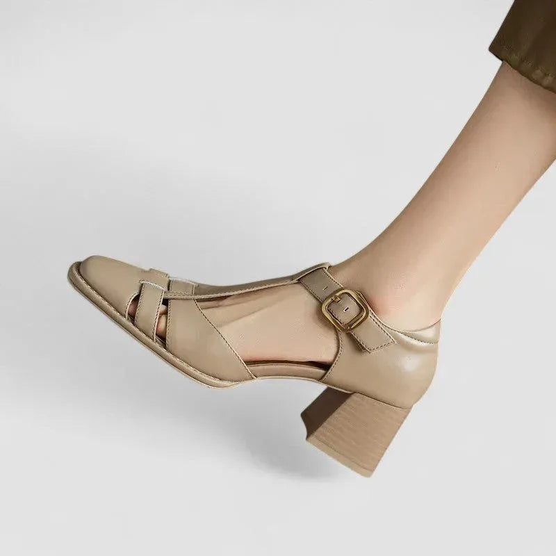 Elyxiana | Tacones ortopédicos de bloque con tira en T