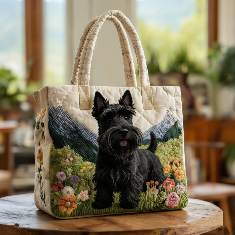 Erika | Vintage Zeitlose Schottischer Terrier Stepp-Shopper Tasche