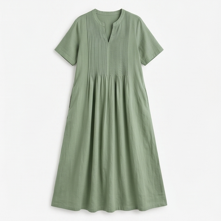 Cotton Maxi Dress with Pockets - Effortless A-Line Silhouette