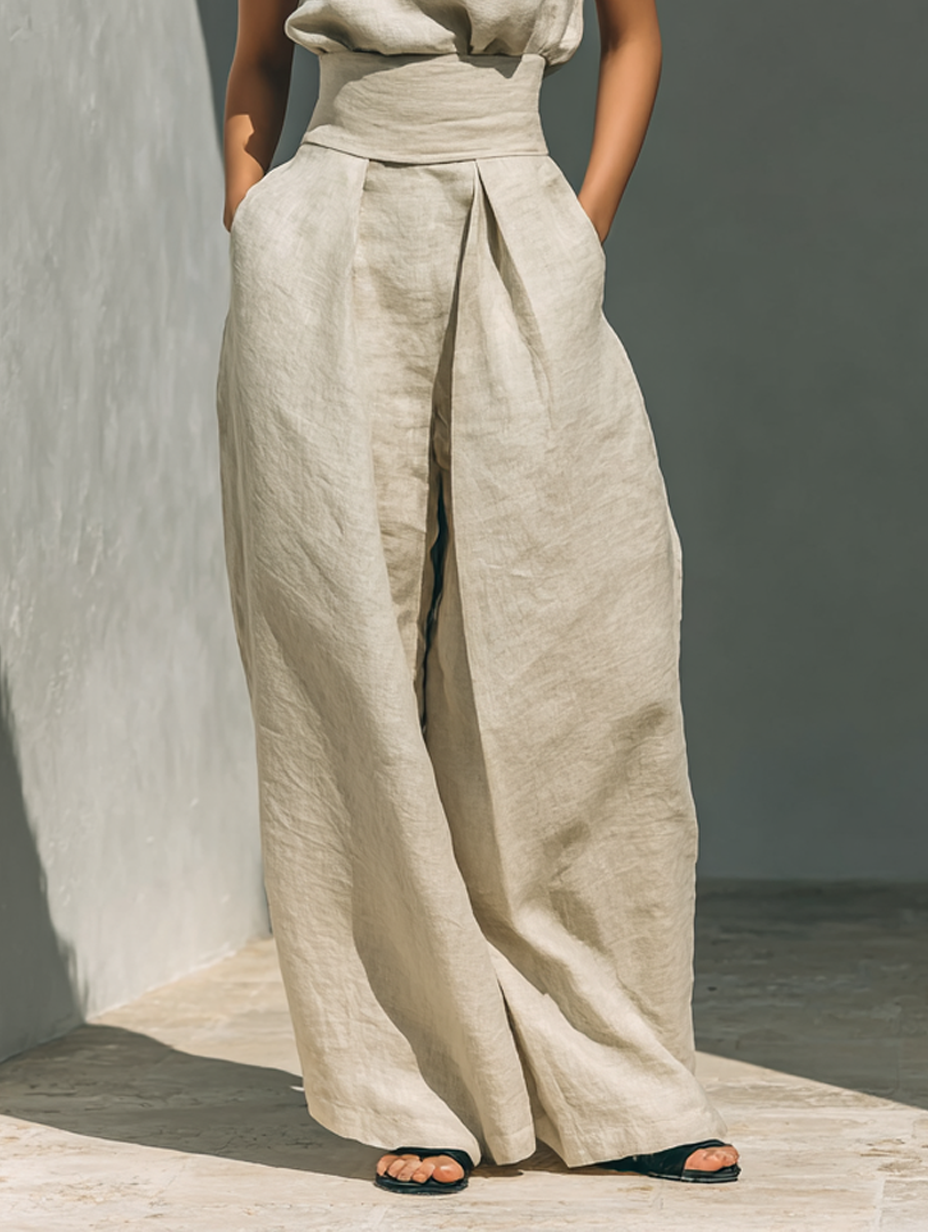 MOREAU LYON | Completo pantaloni larghi in cotone da donna