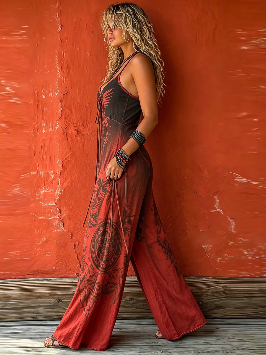 Mono elástico con tirantes estilo bohemio