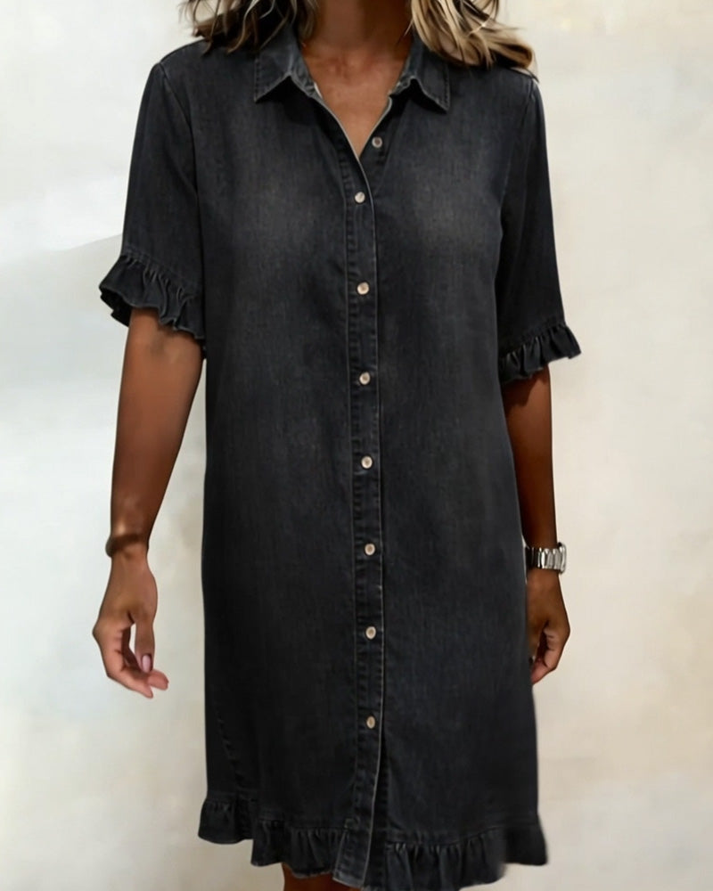Belinda | Vestito in denim comodo con arricciature che valorizzano la figura