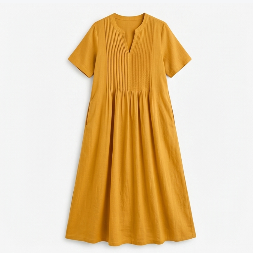 Cotton Maxi Dress with Pockets - Effortless A-Line Silhouette