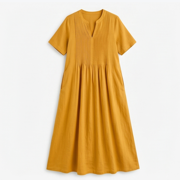 Cotton Maxi Dress with Pockets - Effortless A-Line Silhouette