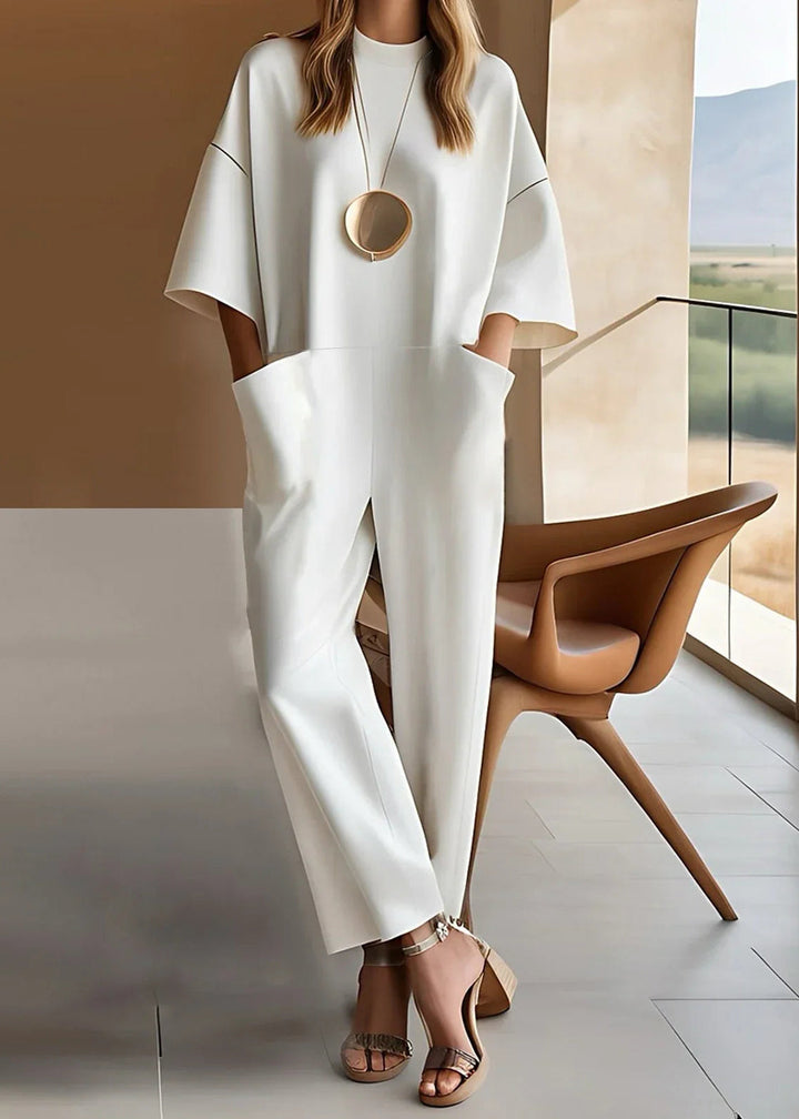 Wide Leg Jumpsuit Women Short Sleeve Elegant One Piece